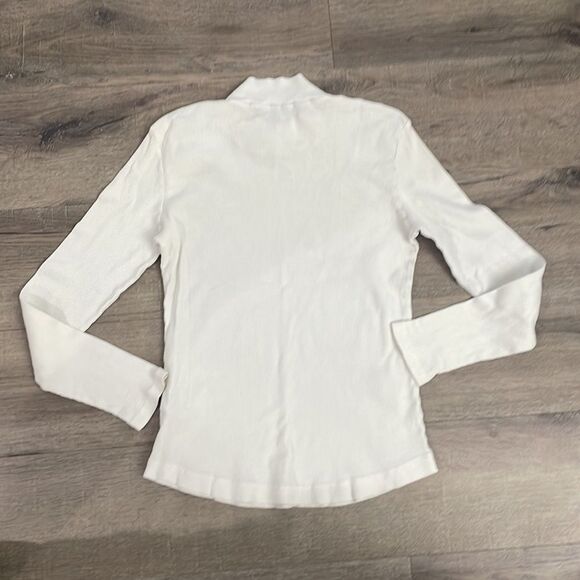 Mat De Misaine Couture White Mock Neck Long Sleeve Shirt Size 40 or M - Picture 4 of 5
